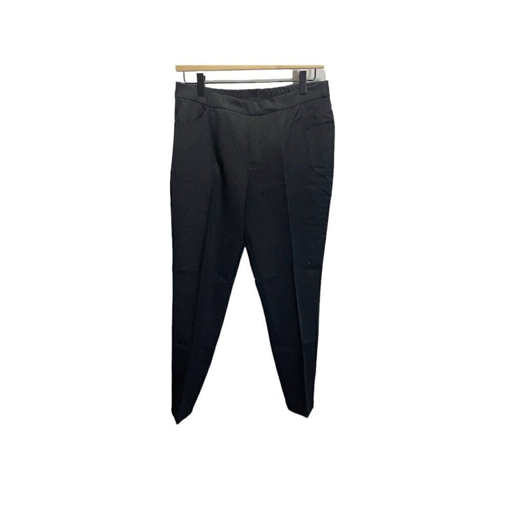 Isaac Mizrahi Live! Size 10P Black Pull On Straight Leg Pants Elastic Waist